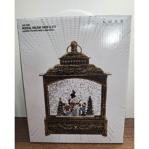 Luxe Home Musical Holiday Snow Globe Swirling Snow Snowman Lantern